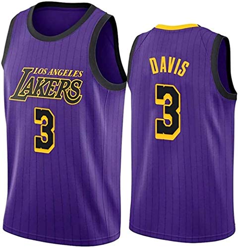 Jersey de Baloncesto para Hombre, Lakers No. 3 Davis Bordado Baloncesto Jersey, Malla de Secado rápido Jersey (Color : 2, Size : XX-Large)