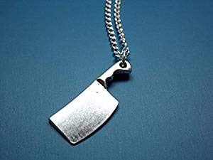 Jewelry Tycoon - Collar de acero inoxidable con diseño de cuchillo de carnicero y arma zombi