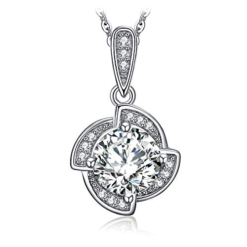 JewelryPalace Colgante Flor Molino de Viento 2.3ct Zirconia cúbica Collar Plata de ley 925 cadena de caja 45cm JewelryPalace Colgante Flor Molino de Viento 2.3ct Zirconia cúbica Collar Plata de ley 925 cadena de caja 45cm