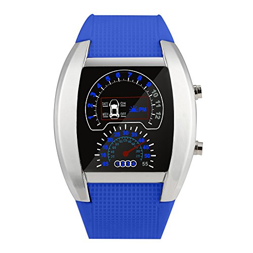 jieGorge Reloj para Mujer, Moda Aviación Turbo Dial Flash LED Reloj de Regalo Mens Lady Medidor de Coche Deportivo, Joyas y Relojes (Azul)