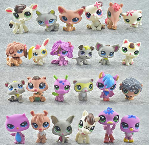 JiYanTang 24 Unids/Set Pet Shop Toy Mini Little Animal Dolls Rare Pet Shop Figuras de acción Tiger Cat Dog Dachshund Collie Cat Canina Toy A-24pcs