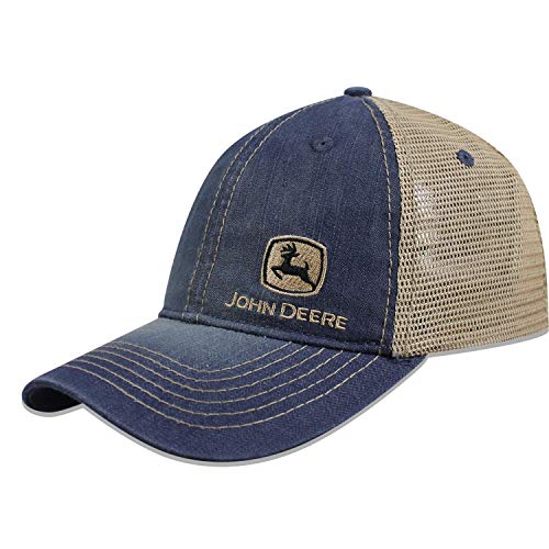 John Deere 6 Panel Cap Denim & Mesh, Unstruct-Khaki-Os John Deere 6 Panel Cap Denim & Mesh, Unstruct-Khaki-Os