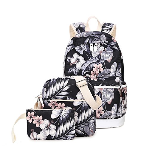 Joymoze Mochila Escolar Impermeable Impresión Moderna para Chicas-Linda Mochila para Portátil - Conjunto De 3 Piezas para Mujeres Bolso De Hombro Casual Floral Joymoze Mochila Escolar Impermeable Impresión Moderna para Chicas-Linda Mochila para Portátil - Conjunto De 3 Piezas para Mujeres Bolso De Hombro Casual Floral