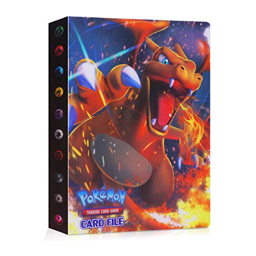 JOYUE Pokemon Card Holder Album, Carpeta Pokemon para Tarjetas, Album de Tarjetas, Fundas Protectoras de Pokemon, Tarjetas GX y EX, 30 Páginas con Capacidad para 240 Tarjetas (Charizard)