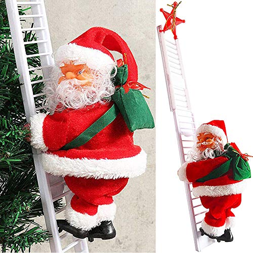 JPYH Santa Claus Subiendo la Escalera, Adornos Navideños, con Bolsas de Regalo, Colgantes para árboles de Navidad, Decoración del Hogar para Fiestas,Lindo e Interesante