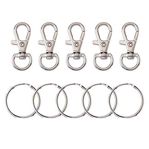 Juego de 100 llaveros metálicos giratorios para llaves, artesanía, bolsos, fabricación de joyas (50 cierres + 50 llaveros) (tamaño pequeño) Juego de 100 llaveros metálicos giratorios para llaves, artesanía, bolsos, fabricación de joyas (50 cierres + 50 llaveros) (tamaño pequeño)