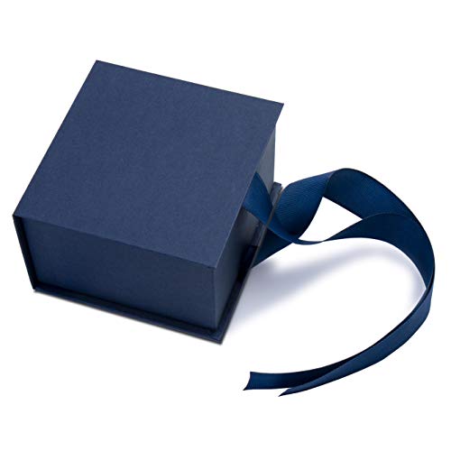 Juego de 2 cajas de cartón azul grueso cubierto con papel de diseño, de 12 * 12 * 7,5 cm cuadrados. Perfecto para regalar, envíos comerciales. (azul)