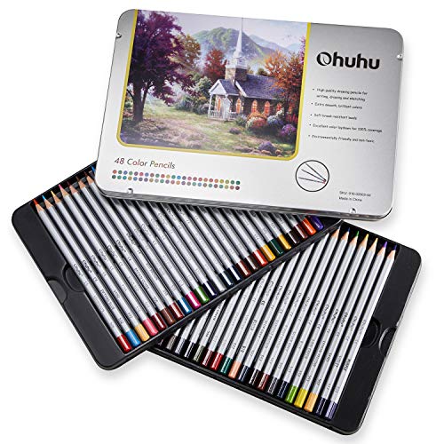 Juego de 48 lápices de colores, numerados, con caja de metal - Lápices de colores Ohuhu para libros de colorear - Lápices de colores para adultos y para niños, regalo ideal para artistas Juego de 48 lápices de colores, numerados, con caja de metal - Lápices de colores Ohuhu para libros de colorear - Lápices de colores para adultos y para niños, regalo ideal para artistas
