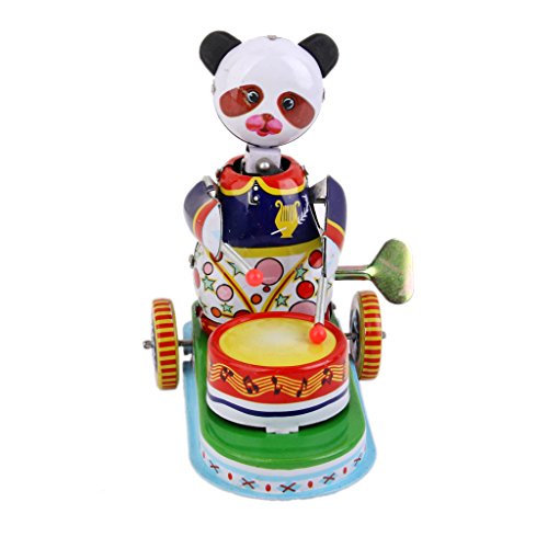 Juguete de Cuerda Modelo Panda Baterista Oso de Colección Hojalata