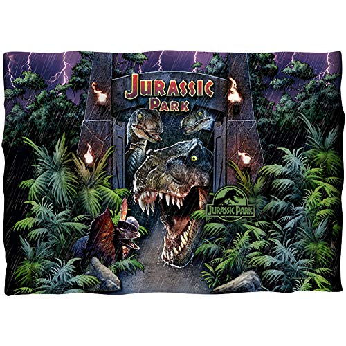 Jurassic Park Bienvenido a la funda de almohada de talla única, color blanco Jurassic Park Bienvenido a la funda de almohada de talla única, color blanco