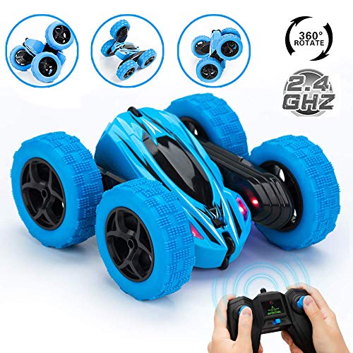 JYToyz Control Remoto RC Stunt Racing 4WD Doble Cara Gira 360° y Vueltas con Luces LED de conducción de Coches Juguetes para niños pequeños (Azul) JYToyz Control Remoto RC Stunt Racing 4WD Doble Cara Gira 360° y Vueltas con Luces LED de conducción de Coches Juguetes para niños pequeños (Azul)