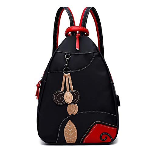 Jywmsc Mujeres Elegante Nylon Ligero Mochila Bolsa de Hombro Al Aire Libre Bolsa de Pecho con Puerto de Carga USB Jywmsc Mujeres Elegante Nylon Ligero Mochila Bolsa de Hombro Al Aire Libre Bolsa de Pecho con Puerto de Carga USB