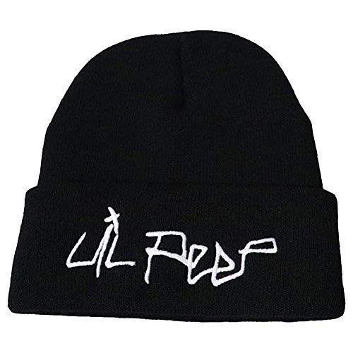 KAIGE Lil Peep Beanie - Gorro de punto con texto bordado para regalo, gorro de invierno cálido Negro M KAIGE Lil Peep Beanie - Gorro de punto con texto bordado para regalo, gorro de invierno cálido Negro M