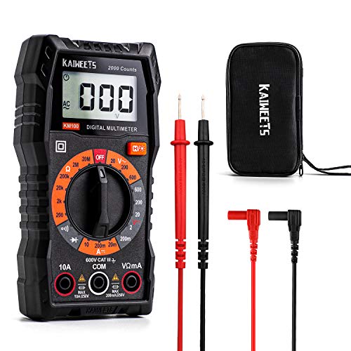 KAIWEETS KM100 Multímetro Digital, Polimetro para Medir Continuidad, Tensión de CA y de CC, Corriente en continua, Resistencia, Diodo, Voltímetro con Doble Fusibles, Cables de Prueba y Miniestuche, KAIWEETS KM100 Multímetro Digital, Polimetro para Medir Continuidad, Tensión de CA y de CC, Corriente en continua, Resistencia, Diodo, Voltímetro con Doble Fusibles, Cables de Prueba y Miniestuche,