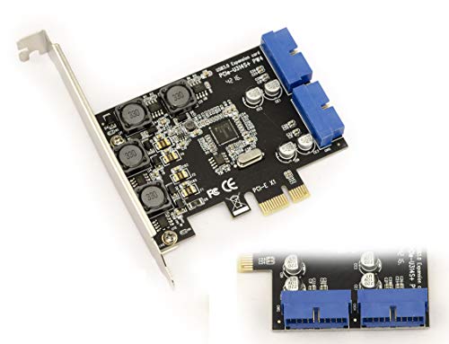 Kalea Informatique - Tarjeta controladora PCI Express (PCI-E) a USB 3.0, 2 puertos internos SuperSpeed USB3, 19 puntos, chipset NEC (escuadras bajas y alta perfil incluidas)