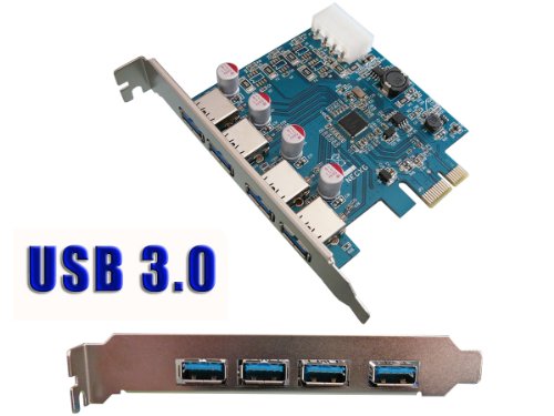 KALEA INFORMATIQUE - Tarjeta controladora PCI Express (PCI-E) a USB 3.0 (4 puertos USB 3.0 SuperSpeed, chipset NEC D720201, retrocompatible con USB 2.0)