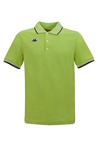 Kappa - Juego de polos de 1 a 5 unidades, 100% algodón piqué con rayas de contraste en los puños del cuello. 1 x lima XXL