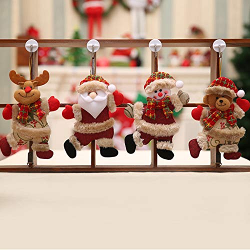 KARAA 4 Piezas Adornos de árbol de Navidad Colgante Papá Noel/muñeco de Nieve/Alce/Oso muñeca decoración de Navidad para Regalo decoración de Fiesta 18cm x 13cm