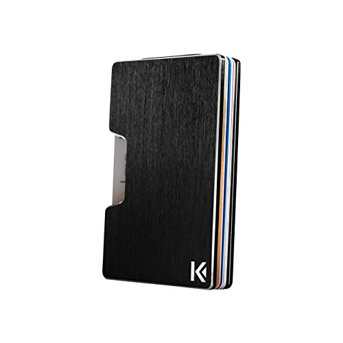 KARCAJ® Classic - Cartera Tarjetero Minimalista con Protección Antirrobo RFID y NFC. Tarjetero Metálico para Tarjetas de Crédito y Billetes para Hombre y Mujer (Black Edition)