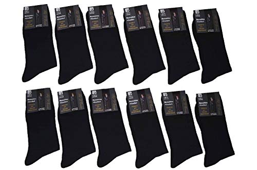 Karl Loven - Lote de 12 pares de calcetines con puntadas en hilo de Escocia (100 % algodón, talla 39-42, 43-46, 47-49), Pack 12 Noires, 47-49