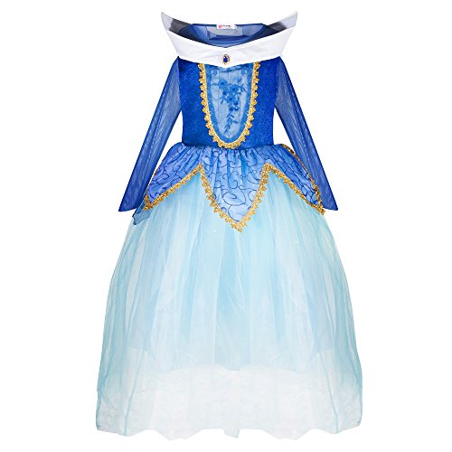 Katara 1772 - Disfraz de Princesa Aurora Bella Durmiente - Niñas 7-8 Años, Azul