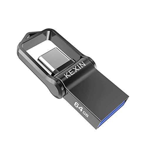 KEXIN 64GB Memoria USB Tipo C y USB 3.0 OTG Flash Drive Pendrive 64 GB 2 en 1 Memory Stick para Portátil, Teléfono y Otras Dispositivos USB o Tipo C [Resista Agua]