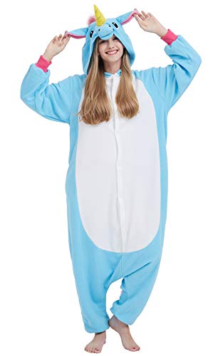 Kigurumi Pijama Animal Entero Unisex para Adultos con Capucha Cosplay Pyjamas Unicornio Azul Ropa de Dormir Traje de Disfraz para Festival de Carnaval Halloween Navidad Kigurumi Pijama Animal Entero Unisex para Adultos con Capucha Cosplay Pyjamas Unicornio Azul Ropa de Dormir Traje de Disfraz para Festival de Carnaval Halloween Navidad