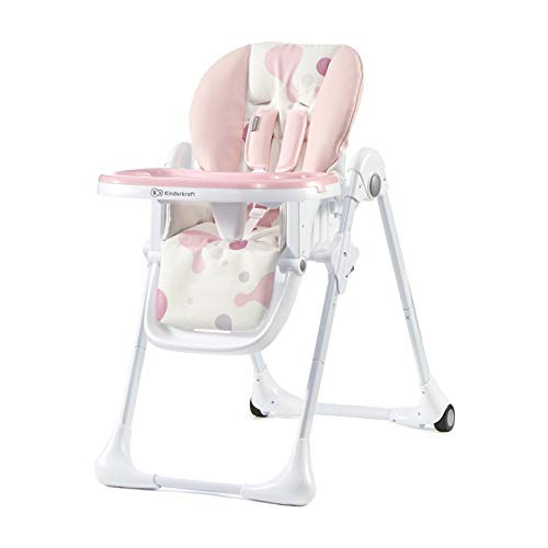 Kinderkraft Trona Bebé Ajustable Yummy, Segura, Bandeja, hasta 3 los Años, Rosa