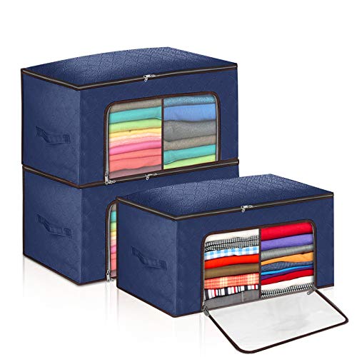 king do way 3PCS Cajas Almacenaje Ropa, Bolsa de Almacenamiento de Gran Capacidad con Ventana Transparente y Cremallera Lateral, Organizador de Transpirable para Edredones y Mantas 58x36x32cm king do way 3PCS Cajas Almacenaje Ropa, Bolsa de Almacenamiento de Gran Capacidad con Ventana Transparente y Cremallera Lateral, Organizador de Transpirable para Edredones y Mantas 58x36x32cm