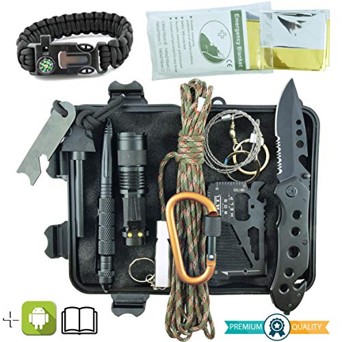 Kit de Supervivencia Militar Profesional de Tercera Generación Emergencia Montaña Excursión Senderismo al Aire Libre 11En1 Linterna Pulsera Táctica Paracord Multiuso Pedernal Navaja Viaje Acampar Kit de Supervivencia Militar Profesional de Tercera Generación Emergencia Montaña Excursión Senderismo al Aire Libre 11En1 Linterna Pulsera Táctica Paracord Multiuso Pedernal Navaja Viaje Acampar