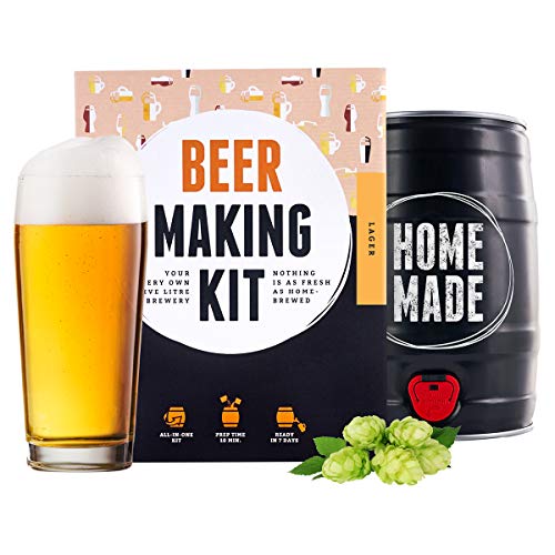 Kit para elaborar Cerveza Artesana Lager en Casa - Producto de Alemania - Disfruta tu cerveza en sólo 7 días - Brewbarrel Braufässchen - Regalos para Hombres