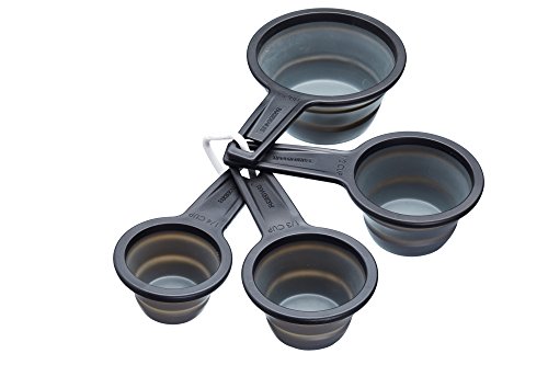 Kitchencraft Masterclass Smart espacio antiadherente plegable cups-black Medidor de plástico (Set de 4), gris, 17 x 10,5 x 7 cm