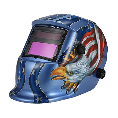 KKmoon Arc Tig Mig Grinding Eagle, Máscara de soldador de soldador de oscurecimiento automático solar, azul