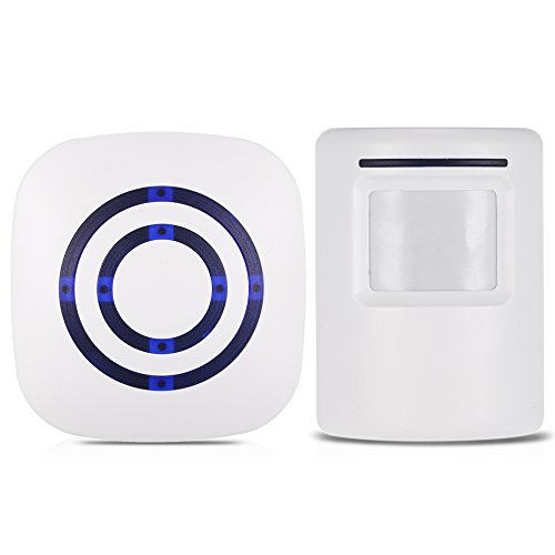 KKmoon Timbre para Puerta Inalámbrico, Sensor de Movimiento PIR, 110dB, 38 Melodías Opcionales, Volumen Ajustable, Rango de Detección por Infrarrojos Aproximadamente 7 Metros, Avisador de Presencia