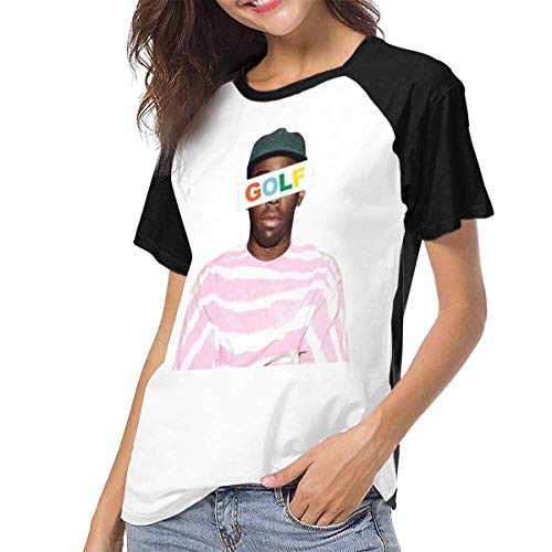 Kmehsv Camiseta para Mujer,Camisas Mujer Blusas Manga Corta Womens Raglan Baseball T-Shirt Golf Wang Tyler The Creator Rap Printed Crew Neck Casual tee Tops