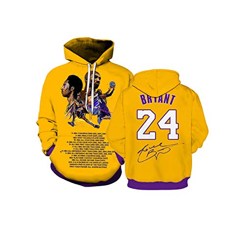 Kobe Bryant Pullover Hoodie - Men's Los Angeles Laker Hoodie Black Mamba Conmemorativa Impreso 3D Sudadera Capacitación de Baloncesto con Capucha XXXXXXL