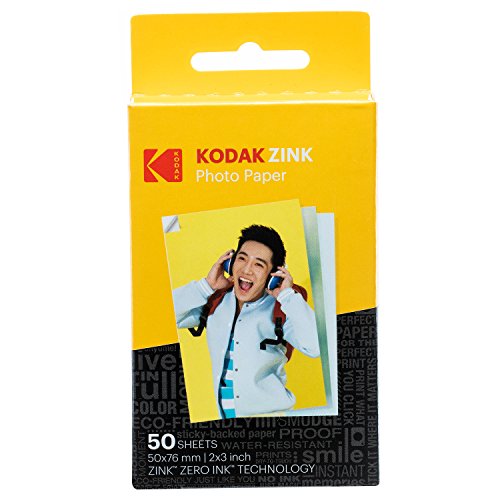 Kodak Papel Fotográfico Zink Premium de 2X3 Pulgadas (50 Hojas) Compatible con Kodak Smile, Kodak Step, Printomatic