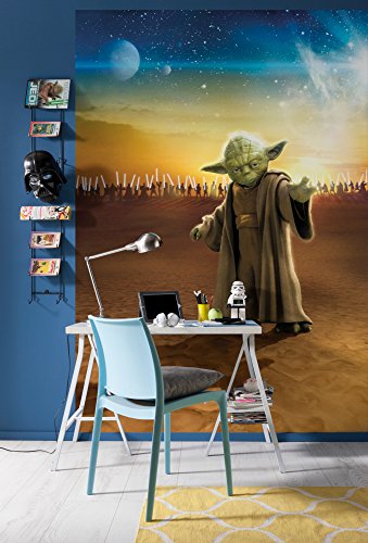Komar 1 – Star Wars Master Yoda Papel Pintado, Vinilo, Multicolor, 4 Piezas