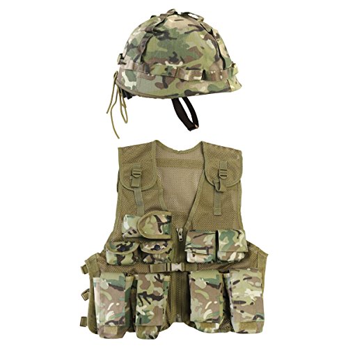 Kombat UK BTP Assault Vest + Juego de Casco, Infantil, Diseño británico, Talla única Kombat UK BTP Assault Vest + Juego de Casco, Infantil, Diseño británico, Talla única