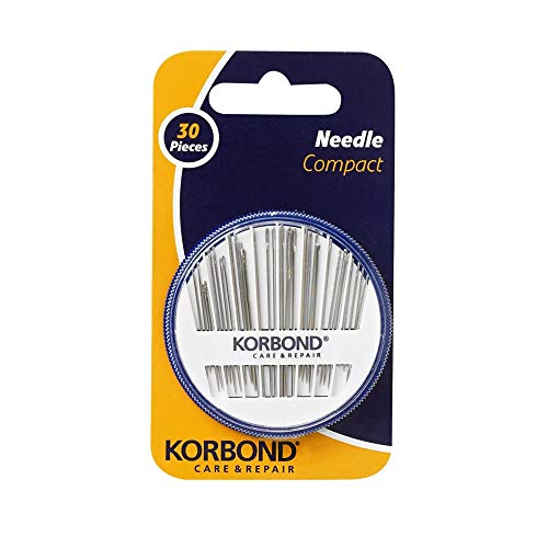 KORBOND Juego de 30 Agujas Surtidas en Estuche, para Coser a Mano y Hacer Manualidades, 4 Tipos: de Uso General, para acolchar, para zurcir y para Lana, Plateado KORBOND Juego de 30 Agujas Surtidas en Estuche, para Coser a Mano y Hacer Manualidades, 4 Tipos: de Uso General, para acolchar, para zurcir y para Lana, Plateado