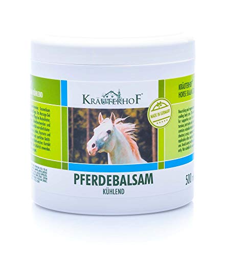 Kräuterhof- Bálsamo de caballo, enfría y revitaliza, extracto valioso de hierbas de castaño de Indias, árnica, romero y aceite de menta, bote sellado con lámina de aluminio Kräuterhof- Bálsamo de caballo, enfría y revitaliza, extracto valioso de hierbas de castaño de Indias, árnica, romero y aceite de menta, bote sellado con lámina de aluminio