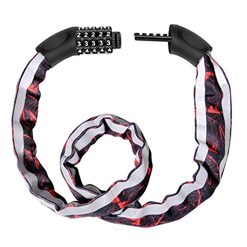 Kriogor Candado de Bicicleta, Antirrobo Bloqueo de Bicicleta,Combination Cadena Bici Bloqueo de 5 Dígitos Flexible Alta Seguridad Candados de Cadena para Bicicletas Triciclo Scooter Motocicleta 100cm Kriogor Candado de Bicicleta, Antirrobo Bloqueo de Bicicleta,Combination Cadena Bici Bloqueo de 5 Dígitos Flexible Alta Seguridad Candados de Cadena para Bicicletas Triciclo Scooter Motocicleta 100cm