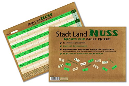 Kulinu Stadt Land Nut – The Kreativste Town, Country, River of All Time Party Game Gesellschafts Gift Idea for Family and Friends – Nut Brown 17041