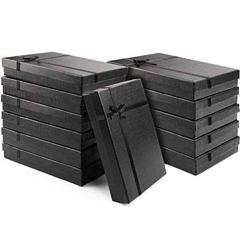 Kurtzy Caja para Regalo Negras (Pack de 12) - 16x12x3cm Cajas Joyas con Inserto de Terciopelo – Caja de Presentación Regalo Cumpleaños para Pendientes, Collares - Cajas de Cartón para Regalo