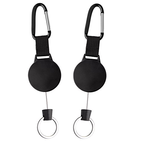 Kuuqa 2 piezas Heavy Duty retráctil Key Chain Llave Reel con 39 pulgadas de alambre de acero cuerda Kuuqa 2 piezas Heavy Duty retráctil Key Chain Llave Reel con 39 pulgadas de alambre de acero cuerda