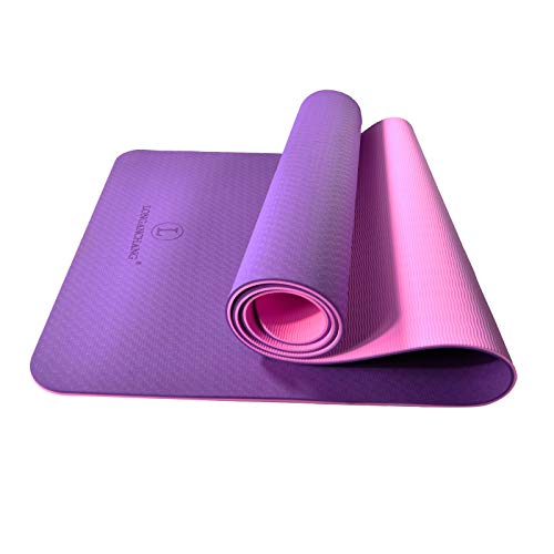 L LONGANCHANG Esterilla Yoga Deporte, Antideslizante TPE Ecológico Yoga Mat, Colchoneta Gimnasia Fitness Alfombrilla Gimnasio para Ejercicio en Casa, con Bolsa y Toalla, 183 x 61 x 0,6 CM, Violeta