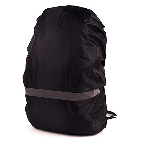 La funda impermeable para mochila tiene rayas reflectantes, resistente al viento y al agua, fácil de almacenar y resistente al desgarro. Adecuado para todo tipo de mochilas escolares (45L-55L)