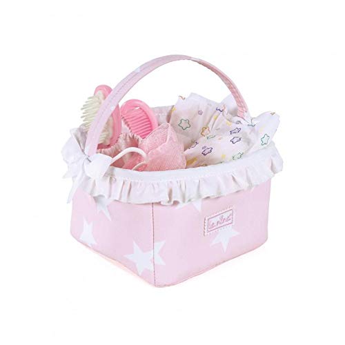 La Nina- Canastilla con complementos para muñecas, Color Rosa, 16 x 12 x 16 cm (62070) La Nina- Canastilla con complementos para muñecas, Color Rosa, 16 x 12 x 16 cm (62070)