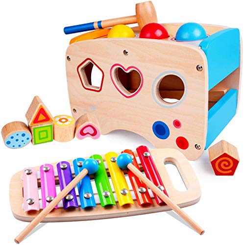 Lamlingo Pelota de Martillo Juguetes,Tocar el xilófono de Madera,Rompecabezas de clasificación de Colores y Formas,Juguetes de Desarrollo de Aprendizaje para Regalos de niño y niña de 1,2,3 años Lamlingo Pelota de Martillo Juguetes,Tocar el xilófono de Madera,Rompecabezas de clasificación de Colores y Formas,Juguetes de Desarrollo de Aprendizaje para Regalos de niño y niña de 1,2,3 años
