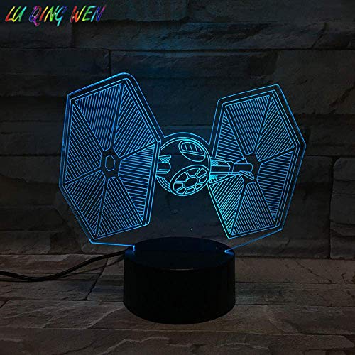 Lámpara de ilusión 3D Luz de noche Led Star Wars Tie Fighter Tie/Ln Boy Niño Regalo Decoración de la habitación Evil Eyes Starfighter